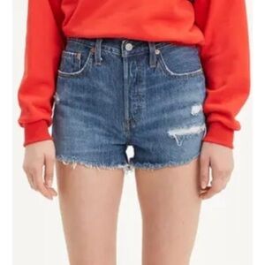 Levi's Medium Wash Distressed Original 501 Short in Sansome Muse